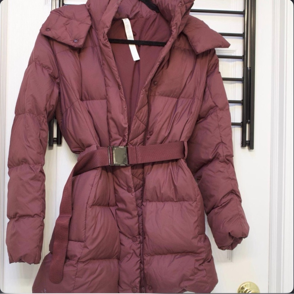 Lululemon wunderpuff long Women's Belted Puffer Coat - Mauve